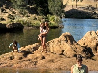 Friends enjoying the rocks beside Yabba Creek